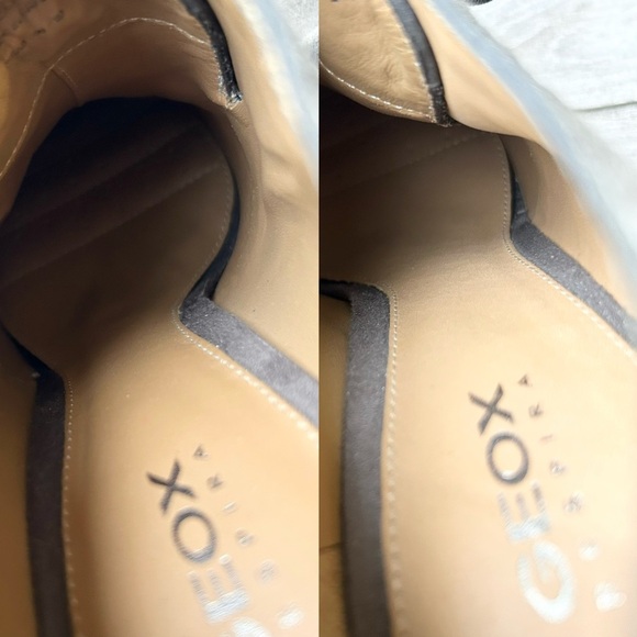 Geox Taupe Suede Leather Fringe Lace Up Western Heeled Bootie - Picture 11 of 13